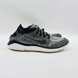 Nike Free RN Flyknit Womens 8 Gray Black White Oreo Running Shoes Sneakers